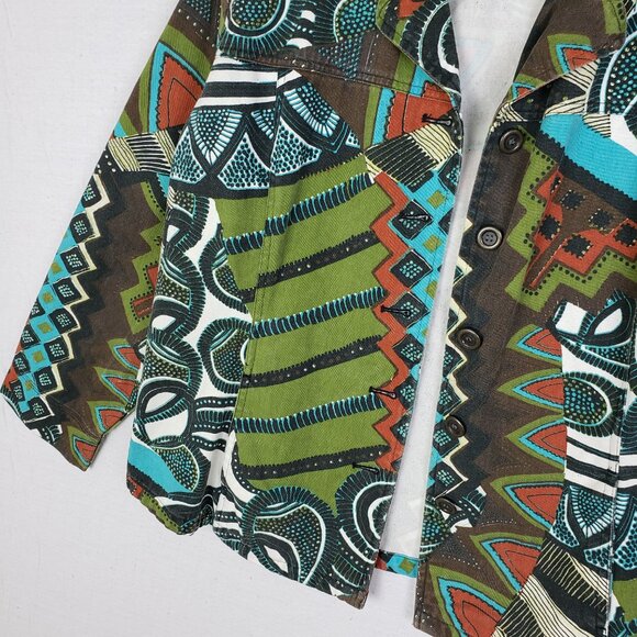 Chico's Jacket Colorful Abstract Print Shacket Lightweight Art-to-wear size 3/L - Picture 10 of 10